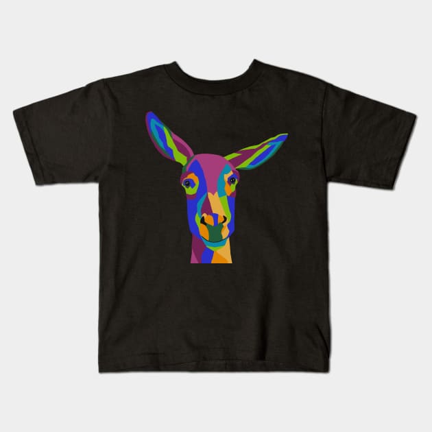 Pop Art Smiling Donkey in Rainbow Colors Kids T-Shirt by gldomenech